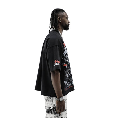 Black "Only God Can Judge Me" T-shirt by Saint Heights, featuring bold white text on soft cotton fabric.
