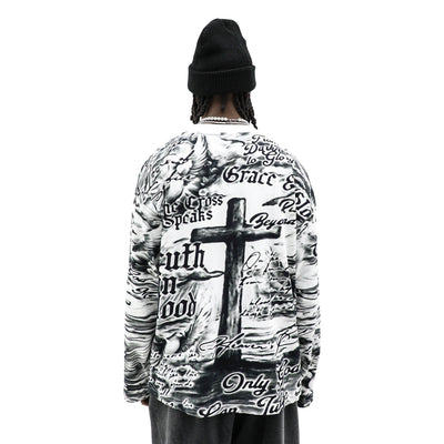 Grace & Glory T-shirt by HeightsDistrict, featuring a stylish design on soft cotton fabric, shown on a model.