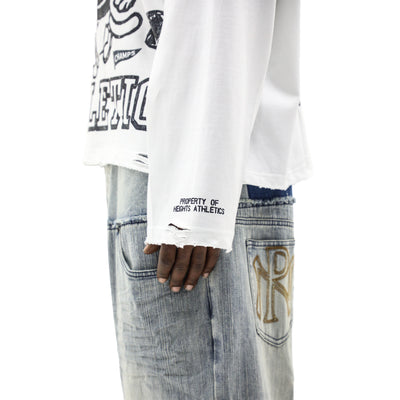 HeightsDistrict G.O.A.T. T-shirt featuring a bold graphic design, black fabric, and classic fit on a plain background.