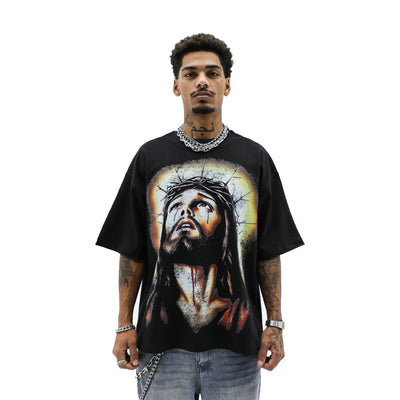 Saint Heights Prayer T-shirt featuring a spiritual design with the Saint Heights logo on a comfortable, casual shirt.
