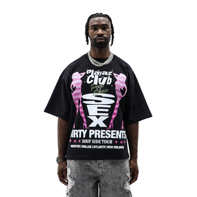 Dirty Souf Peep Show Tour T-shirt featuring bold graphic design on a black cotton fabric.