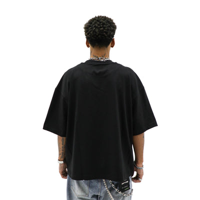 Black "Less Stress, More Sex" T-shirt by Dirty Souf featuring bold white text on soft cotton fabric.