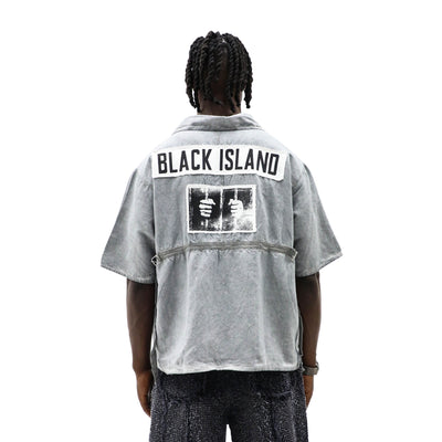 Black Island Gray tops showing a stylish, casual design with a relaxed fit, perfect for everyday wear.
