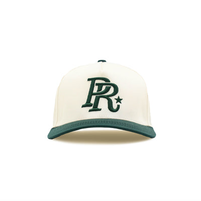HeightsDistrict PR Varsity Snapback hat with embroidered logo, adjustable snapback closure, in classic varsity style.
