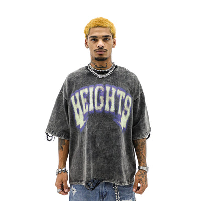 HeightsDistrict T-Shirt featuring a bold graphic design with the Heights Bolts logo on a black cotton shirt.