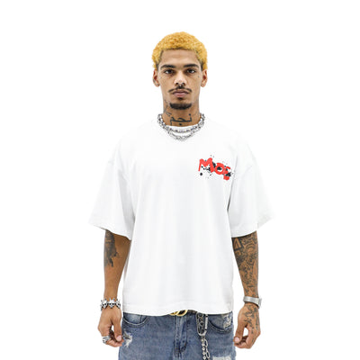 Black "Motion Over Emotion" T-shirt by HeightsDistrict featuring bold white text on soft cotton fabric.