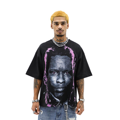 Young Thugger Drop T-shirt by HeightsDistrict featuring a bold graphic design on a black cotton shirt.