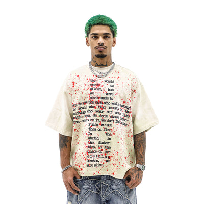 HeightsDistrict Live How You Want T-shirt in black with white graphic design, round neckline and short sleeves.