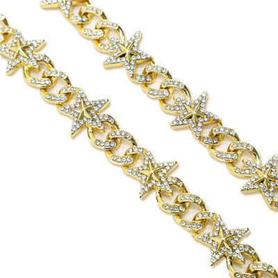 Gold Shooting Star Wallet Chain by HeightsDistrict featuring a sleek star-shaped design and durable metal links.