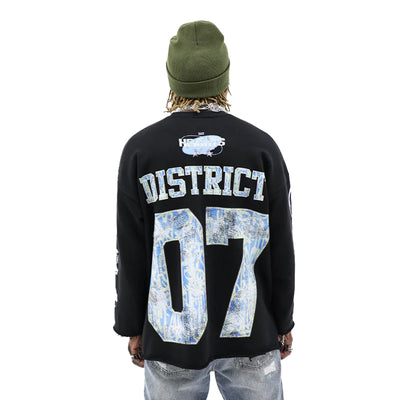 Heights Athletics long sleeve shirt from HeightsDistrict, shown in black with sleek fit and logo detail on front.