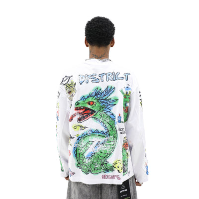 Dragon design district poster by HeightsDistrict featuring a detailed, colorful dragon illustration on paper.