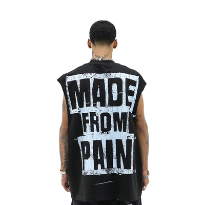 Black Made From Pain T-shirt by HeightsDistrict featuring bold graphic design on soft cotton fabric.