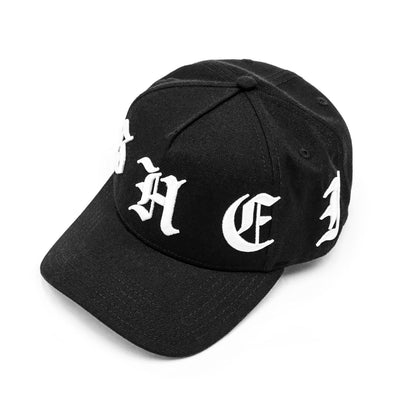 HeightsDistrict Crown LE Snapback headwear with a flat brim and adjustable strap, featuring a sleek design and bold logo on the front.