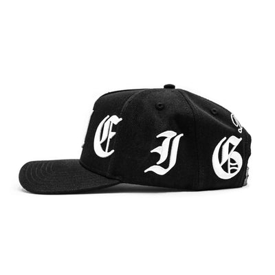 HeightsDistrict Crown LE Snapback headwear with a structured brim and adjustable strap, featuring a sleek design and bold logo.