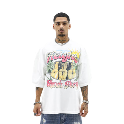 HeightsDistrict Beach Party T-Shirt featuring vibrant beach scene and fun summer design on a casual cotton t-shirt.
