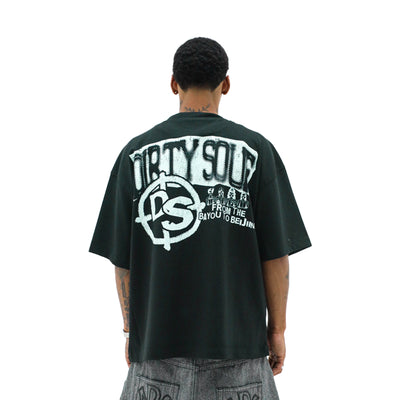 Dirty Souf Archives T-shirt featuring a bold graphic design in black and white on a comfortable cotton fabric.
