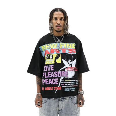 HeightsDistrict New Fine Pleasures T-shirt with graphic design, soft cotton fabric, and casual fit in a vibrant color.