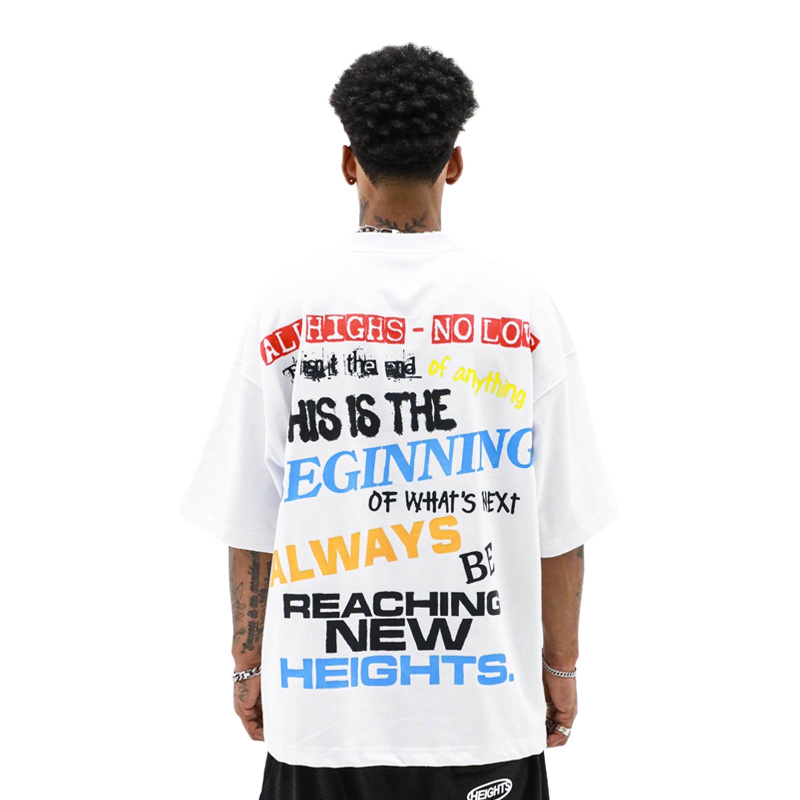 Black "No Apologies" T-shirt by HeightsDistrict, featuring a casual fit and graphic design on the front.
