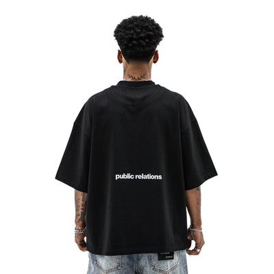 Black Doomsday T-shirt by HeightsDistrict featuring a bold graphic design on the front.