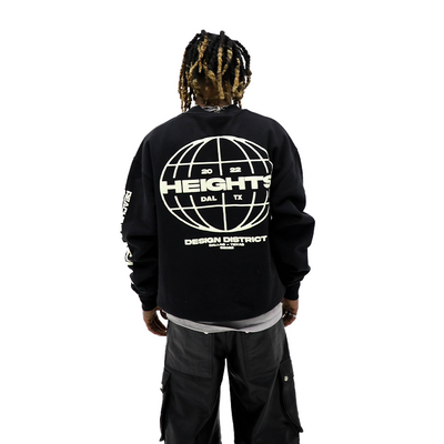 HeightsDistrict Classic HD Crewneck hoodie in a neutral color, showcasing a soft fabric and relaxed fit.