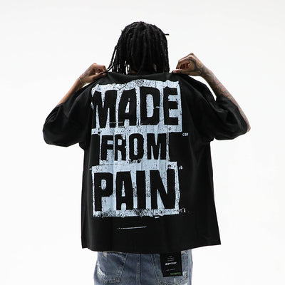 Back view of a Made From Pain T-shirt by HeightsDistrict, showcasing the design on the back.