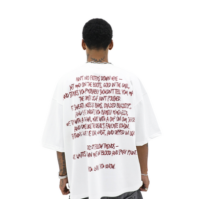 Dirty Souf Anthem T-shirt featuring bold graphic design in black and white, showcasing streetwear style and brand logo.