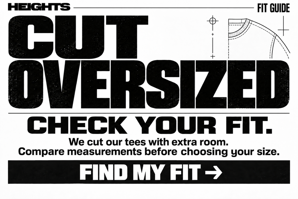 Cut oversized. Check your fit. We cut our tees with extra room. Compare measurements before choosing your size. Check my fit.