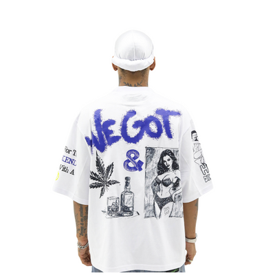 Dirty Souf Hotel District T-shirt featuring a stylish Wegot.png graphic on front, casual and comfortable for everyday wear.