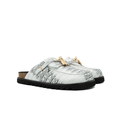 White Snakeskin Clog