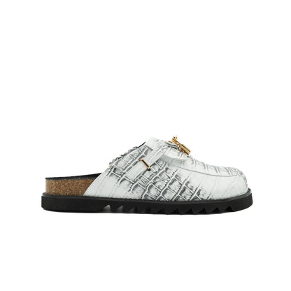White Snakeskin Clog