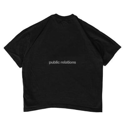 Black Public Relations Halle T-Shirt with 3M reflective back logo and casual fit, displayed on a plain background.