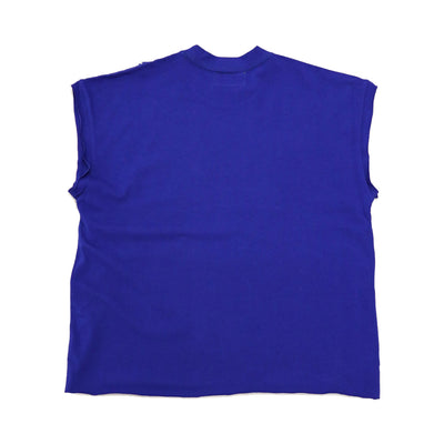blue fest royal blue back flat lay on white.