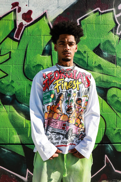 Model wearing Georgia's Finest Long Sleeve — front view