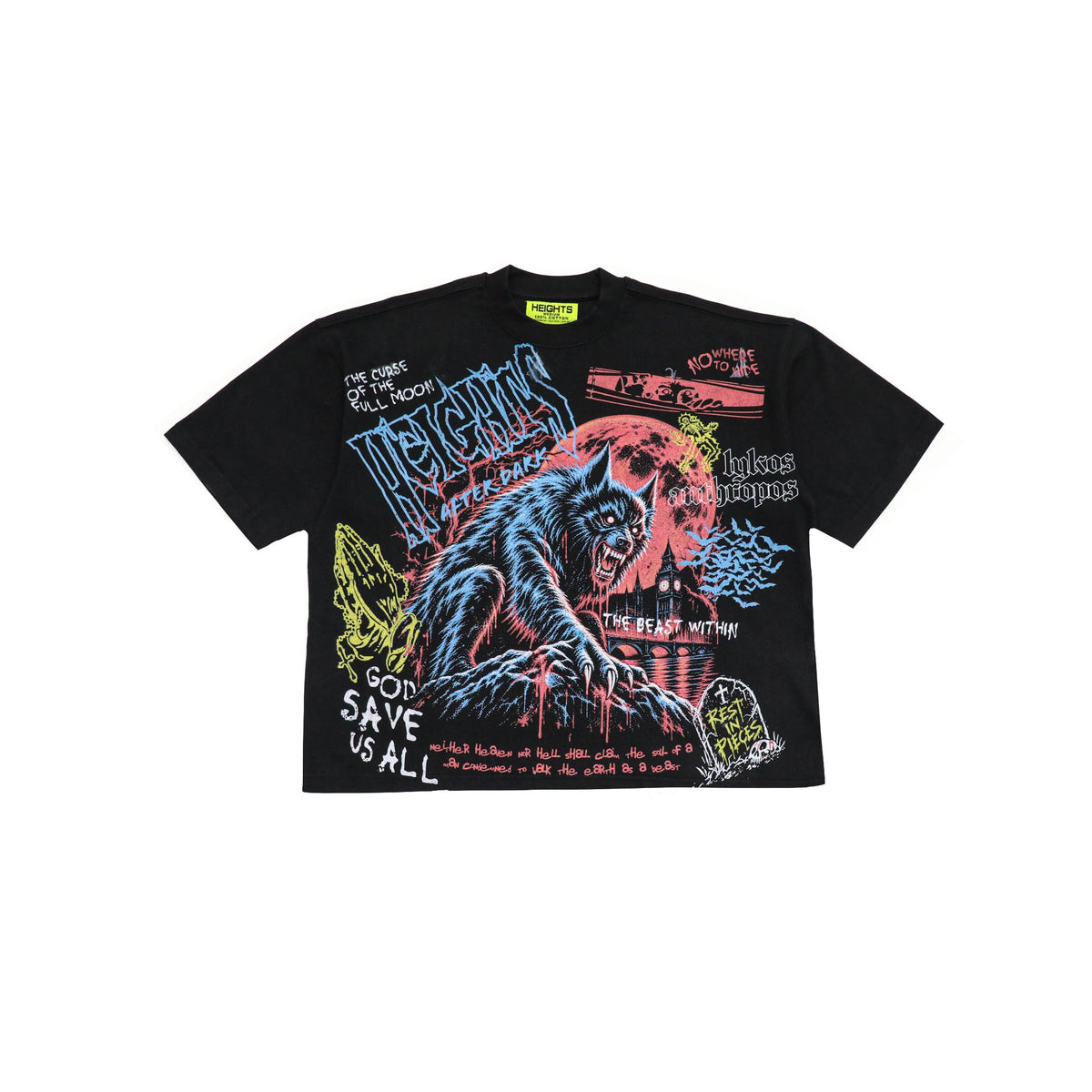 Heights After Dark Wolf Tee - Black, front view