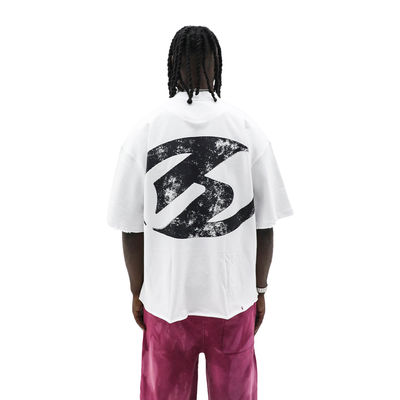 Heights Distressed Logo Tee white heavyweight tee - back distressed H logo