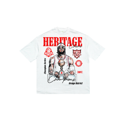 Heritage Summer League white T-shirt front flat lay