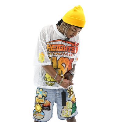 HeightsDistrict Heights Stadium Jersey, a sports top featuring team branding and vibrant colors, designed for athletic wear.