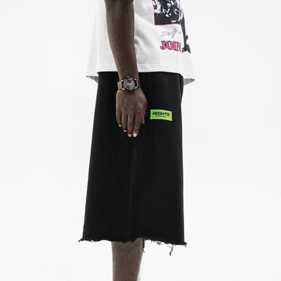 HeightsDistrict wide-leg shorts made of 500 GSM fabric, featuring a relaxed fit and casual style, displayed in the image.