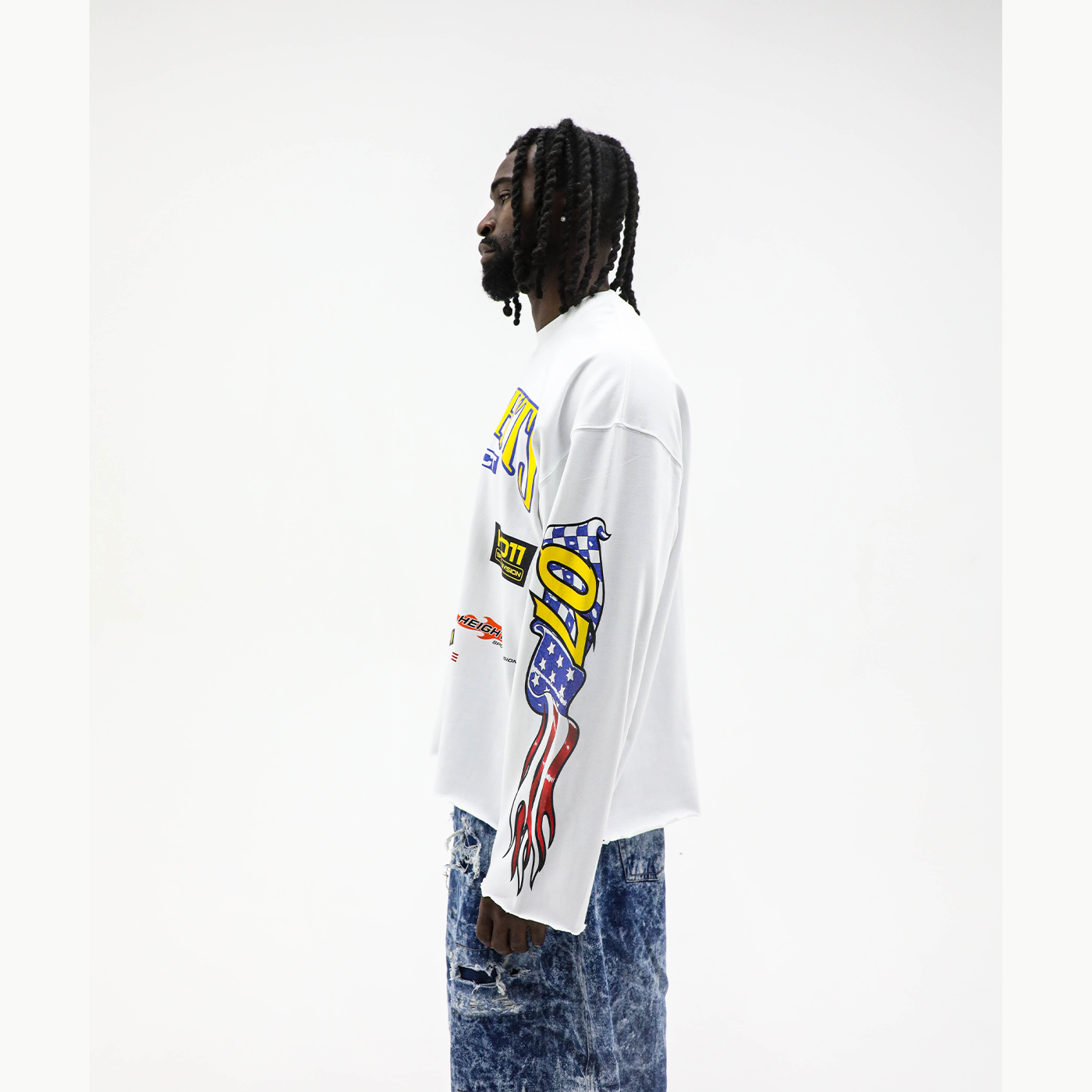 Heights Lives Forever white long sleeve detail