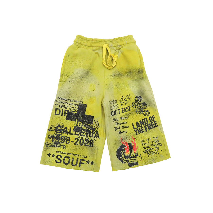 Mustard graphic shorts front