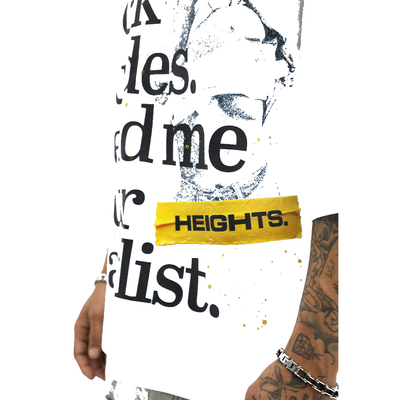 HeightsDistrict Send Playlist T-shirt featuring a graphic design on a casual, comfortable cotton shirt.