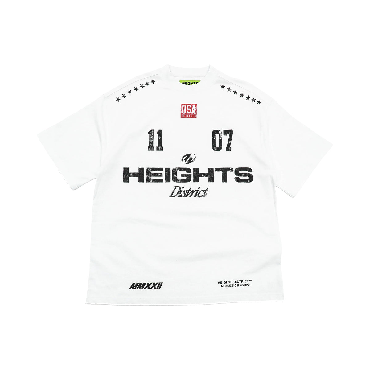 Heights District 11/07 Jersey Tee — alternate flat lay on a white background.