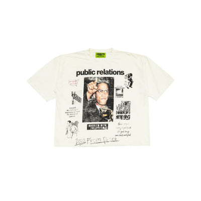 Public Relations Born From Peace Tee - Cream, front view