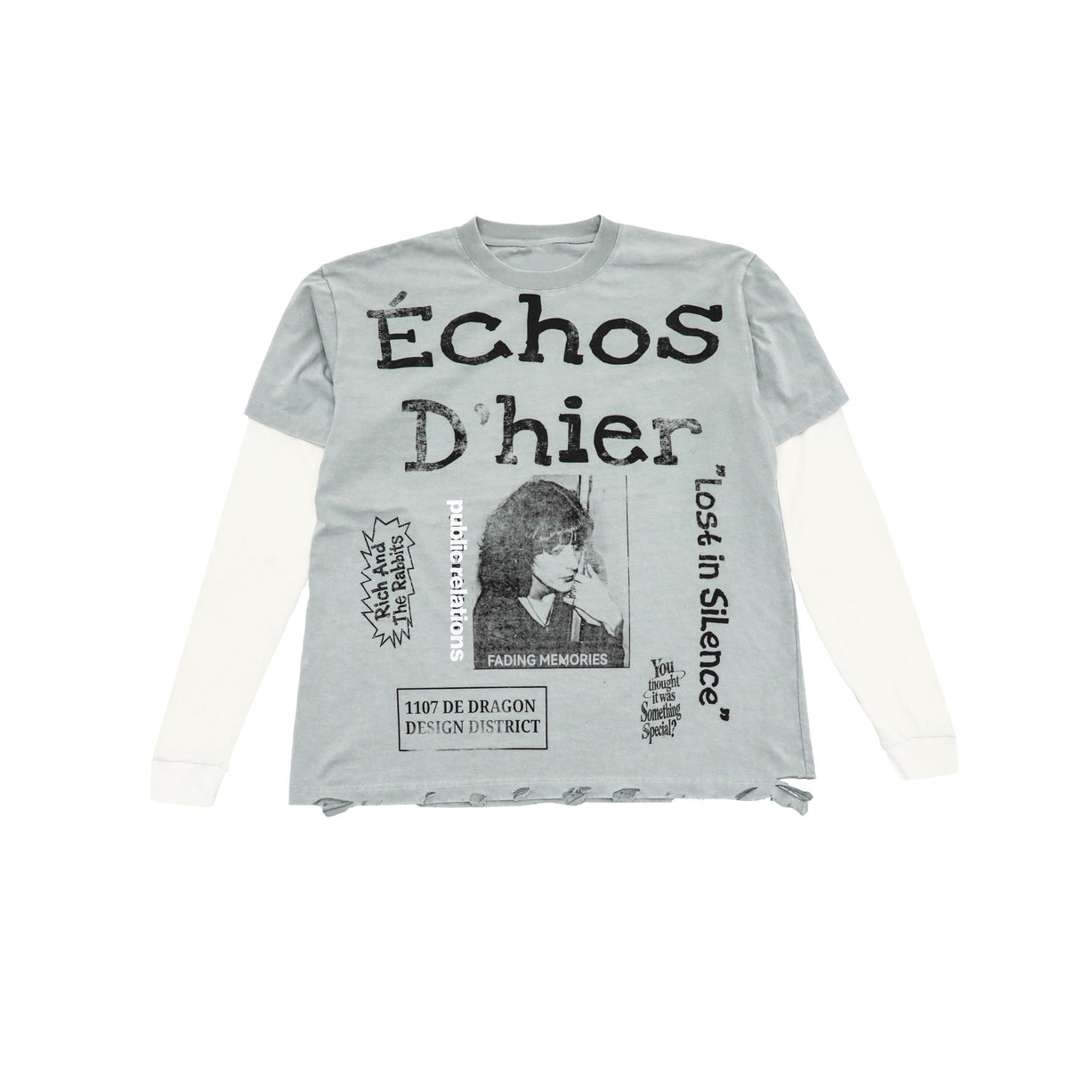 Public Relations Échos D’hier Layered Long Sleeve - Grey, front view