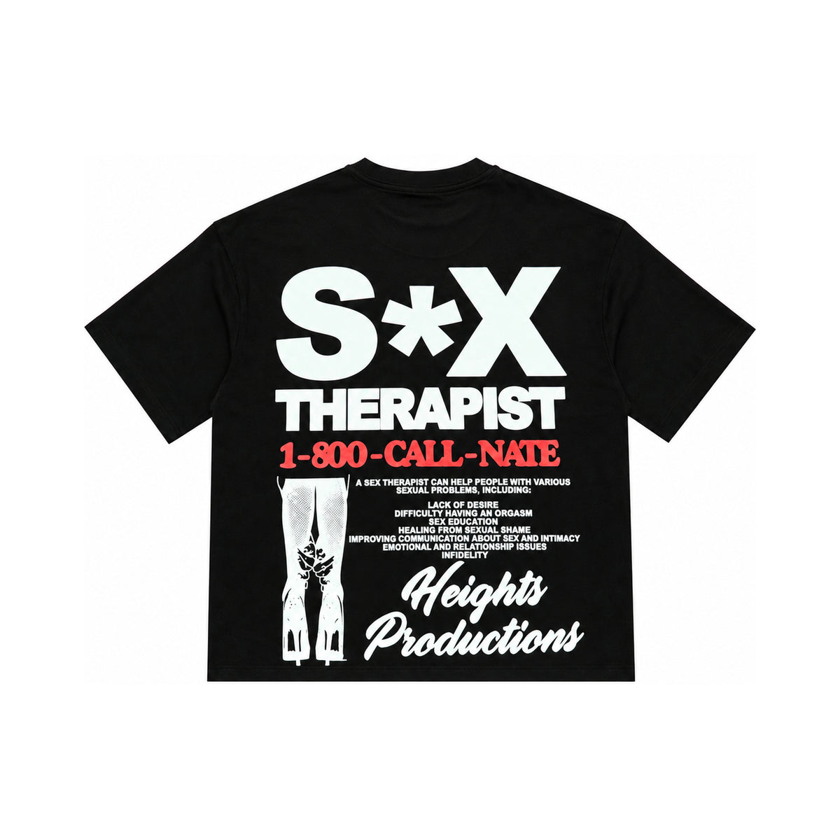 The Sex Therapist — black back flat, full-length print