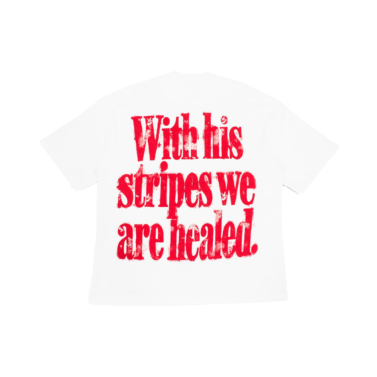 with his stripes white back flat lay on white.